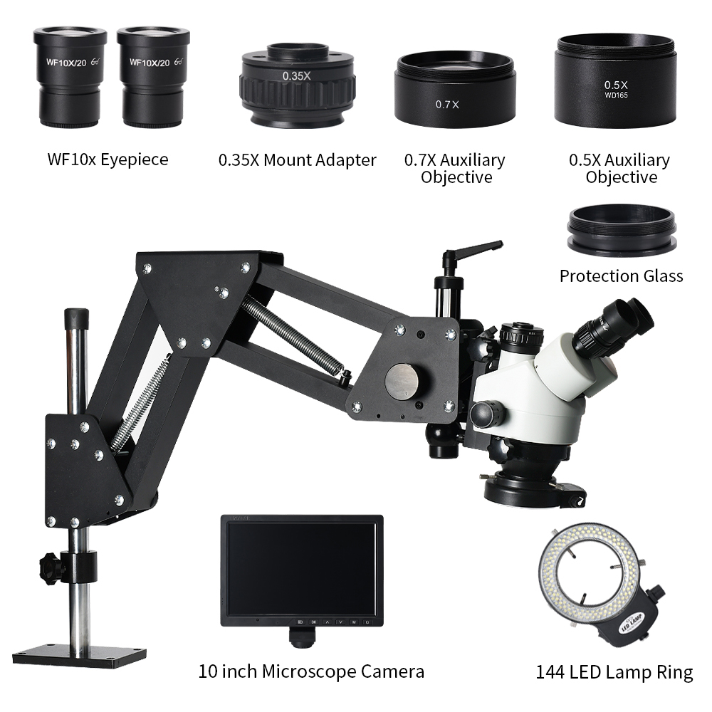 10인치 2K 해상도 LED 조명 7X-45X 줌 스테 - Trinocular Stereo Microscope 7X-45X 리뷰 및 가격